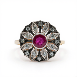 SPARKLING RUBY pierścionek z rubinem i diamentami
